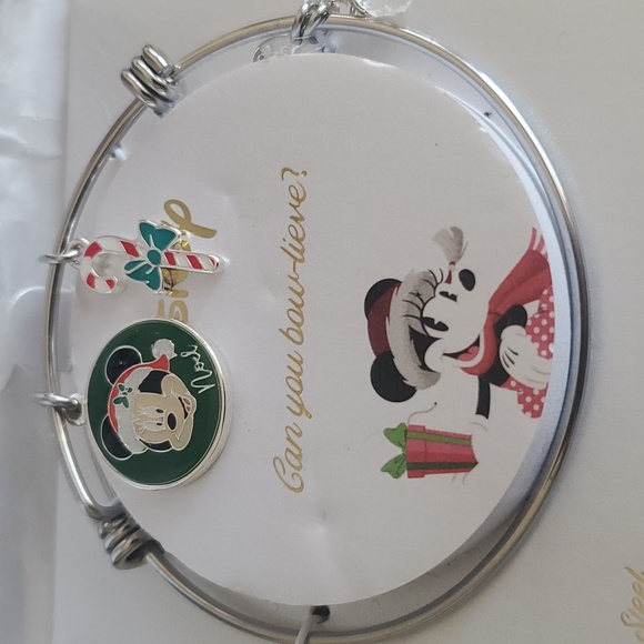 NIB Disney Christmas Themed Stainless Steel Expand Charm Bracelet Mickey Mouse - Picture 2 of 8